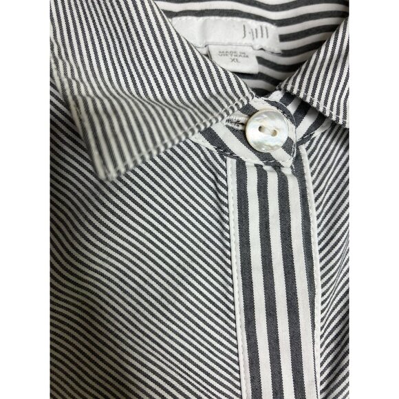 J Jill Womens XL Striped Button Down Gray White Long Sleeve Shirt - Picture 4 of 9